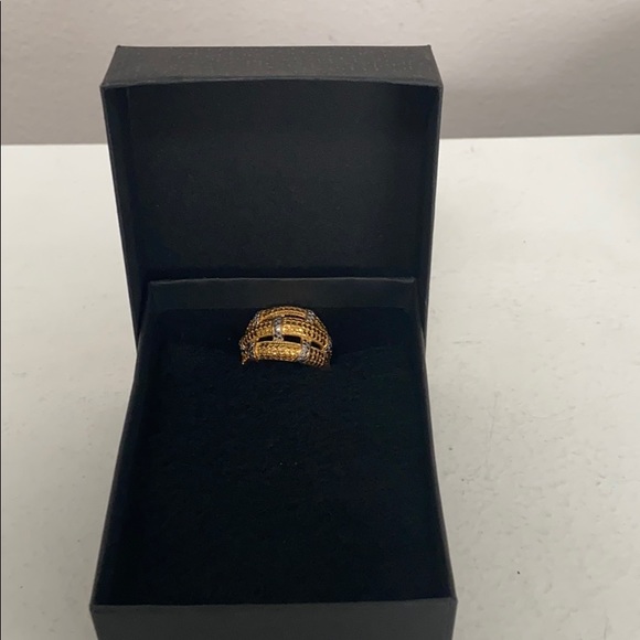 Sterling 925 18k Gold Clad Basket Weave Ring  7 - Picture 8 of 11